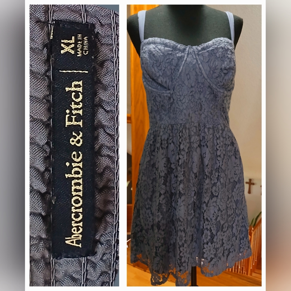 Abercrombie & Fitch Lace Mini Dress in Gray